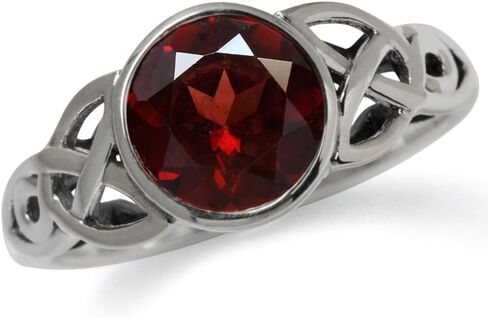 Silvershake 8MM Round Genuine Gemstone 925 Sterling Silver Trinity Triquetra Celtic Knot Ring in Saudi Arabia