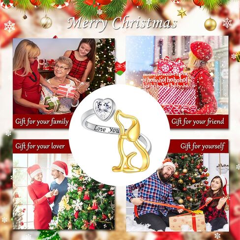 خاتم كلاب من الفضة الاسترلينية عيار 925 - خواتم على شكل قلب من الزركونيا المكعب، مجوهرات لطيفة للجراء والحيوانات الاليفة، هدايا لمحبي الحيوانات الاليفة للنساء والفتيات، فضي، زركونيا مكعب, فضة, مكعب in Kuwait