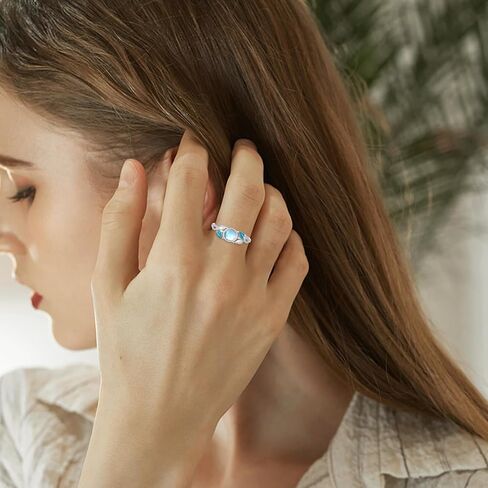 ConBo Leaf Moonstone Rings S925 Sterling Silver Adjustable Leaves Rings Olive Leaf Ring Moonstone Rings Open Leaf Rings Moonstone Jewelry Gifts for Women Mom Christmas Gifts in Kuwait