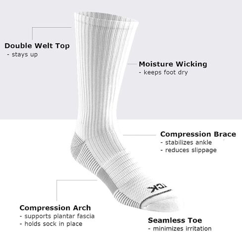 TCK Basketball Socks for Men or Women 9-11, 10-13, Elite Athletic Cushion Crew Socks with Arch Compression 3-pack in Saudi Arabia