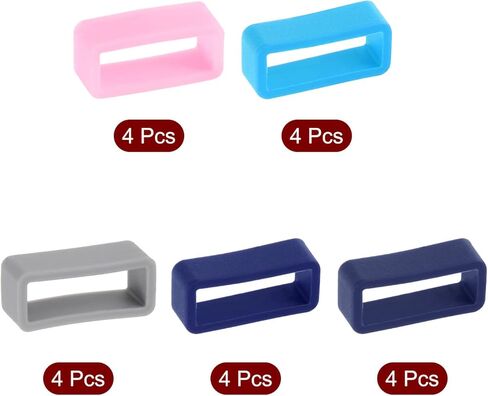 حلقات حزام ساعة Uxcell، حلقة تثبيت مطاطية بعرض 20 ملم، حافظة ساعة من السيليكون لحزام الساعة 5 ألوان 20 قطعة in Kuwait