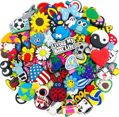 هيتيكدا مجموعة من 100 120 150 قطعة من تعليقات الاحذية للفخار وقبقاب الفخار والفقاعات المتنوعة، اشكال لطيفة متنوعة من بلاستيك PVC للاطفال الاولاد والبنات والرجال والنساء، هدايا حفلات اعياد الميلاد in Kuwait