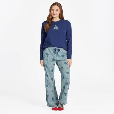 Life is Good Women's Vintage Heart Tree Sleep Pants, Smoky Blue, Small in Saudi Arabia