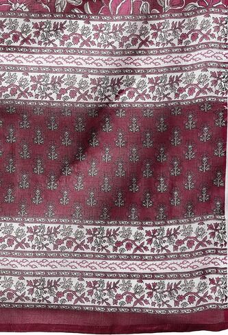 Janasya Indian Women's Wine Cotton Floral Print Kurta with Palazzo and Dupatta For Women in Saudi Arabia