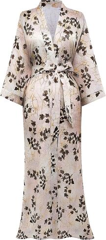 PRODESIGN Long Kimono Robe for Women Patterned Satin Nightgown Bridesmaid Bathrobe Wedding in Kuwait