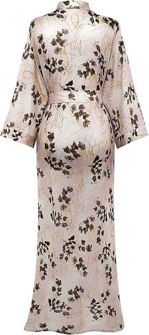PRODESIGN Long Kimono Robe for Women Patterned Satin Nightgown Bridesmaid Bathrobe Wedding in Kuwait