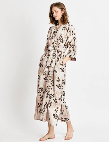 PRODESIGN Long Kimono Robe for Women Patterned Satin Nightgown Bridesmaid Bathrobe Wedding in Kuwait