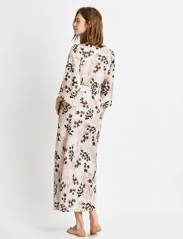 PRODESIGN Long Kimono Robe for Women Patterned Satin Nightgown Bridesmaid Bathrobe Wedding in Kuwait