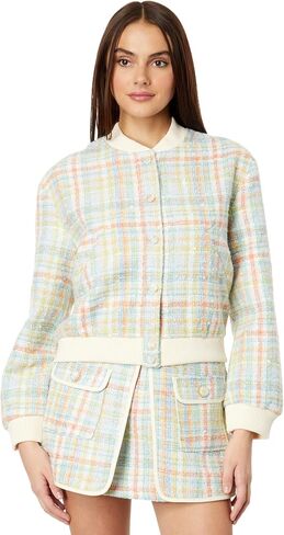English Factory Plaid Boucle Bomber Jacket Multi LG in Saudi Arabia