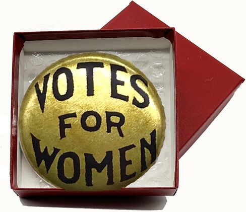 Suffrage 2.5 Inch Antiqued VOTES FOR WOMEN Button with Cloth Friendly Magnet in Gift Box in Kuwait