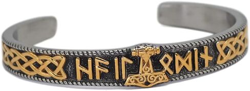 Nordic viking rune odin thor mjolnir stainless steel bracelet for men bangle gift, no gemstone in Kuwait