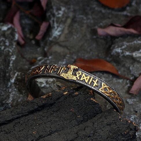 Nordic viking rune odin thor mjolnir stainless steel bracelet for men bangle gift, no gemstone in Kuwait