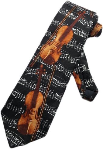 Mens Violin Sheet Music Necktie - Black - One Size Neck Tie in Saudi Arabia