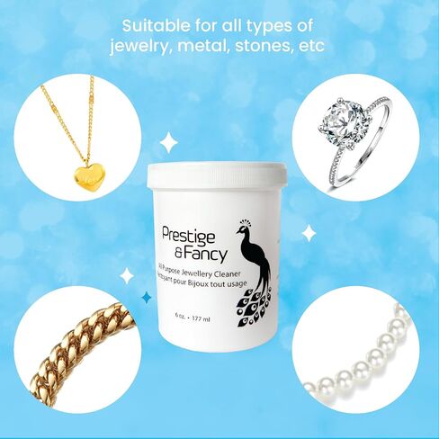 Jewelry Cleaner Kit, Certified Natural Jewelry Cleaner Solution, with Dipping Basket, Brush, Tweezer and Polishing Cloth, Restore Brilliance to All Jewelry, Metal, Stones, 6 Oz, in Kuwait