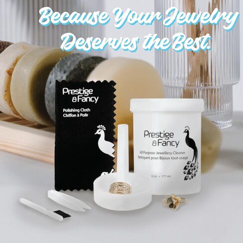 Jewelry Cleaner Kit, Certified Natural Jewelry Cleaner Solution, with Dipping Basket, Brush, Tweezer and Polishing Cloth, Restore Brilliance to All Jewelry, Metal, Stones, 6 Oz, in Kuwait