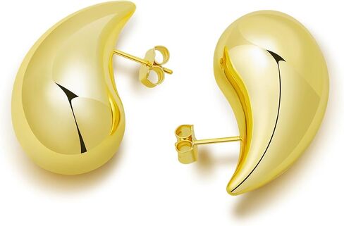Chunky Gold Hoop Earrings- Lightweight Earring Dupes- Hypoallergenic Silver Drop Earring- Gold Teardrop Earrings for Women- Small Medium Large Tear Drop Earrings in Saudi Arabia
