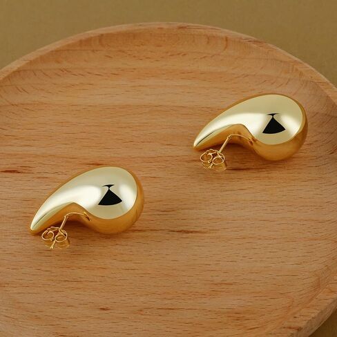 Chunky Gold Hoop Earrings- Lightweight Earring Dupes- Hypoallergenic Silver Drop Earring- Gold Teardrop Earrings for Women- Small Medium Large Tear Drop Earrings in Saudi Arabia