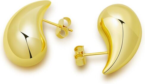 أقراط دائرية ذهبية مكتنزة - أقراط خفيفة الوزن - أقراط متدلية فضية مضادة للحساسية - أقراط دمعة ذهبية للنساء - أقراط متدلية صغيرة ومتوسطة وكبيرة in Kuwait