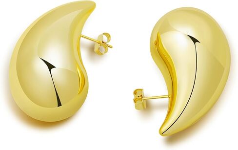 Chunky Gold Hoop Earrings- Lightweight Earring Dupes- Hypoallergenic Silver Drop Earring- Gold Teardrop Earrings for Women- Small Medium Large Tear Drop Earrings in Saudi Arabia