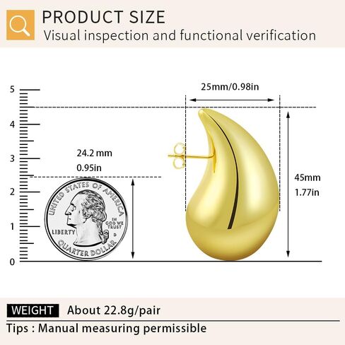Chunky Gold Hoop Earrings- Lightweight Earring Dupes- Hypoallergenic Silver Drop Earring- Gold Teardrop Earrings for Women- Small Medium Large Tear Drop Earrings in Saudi Arabia