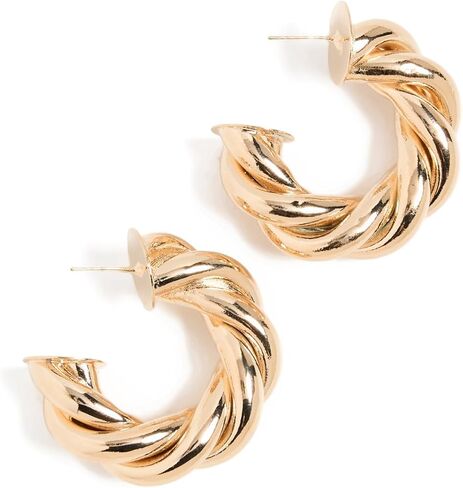 By Adina Eden Women's Wide Twisted Rope Hollow Hoop Earrings in Kuwait