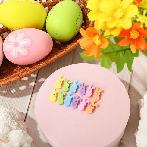 Whaline 6 أزواج عيد الفصح الاكريليك القرط ترصيع الأرنب الأرنب على شكل أقراط أقراط ملونة للنساء الربيع حفلة عيد ميلاد مجوهرات هدية الملحقات in Saudi Arabia