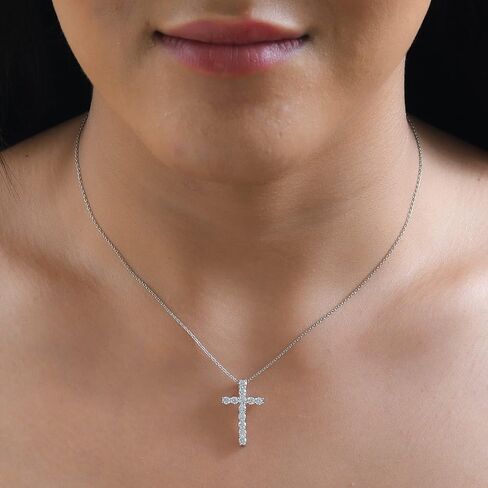Cross Necklace for Women 925 Sterling Silver Cubic Zirconia Cross Crucifix Pendant Necklace Simple Dainty Necklace Anniversary Birthday Christmas Gifts for Women 18 Inch in Saudi Arabia