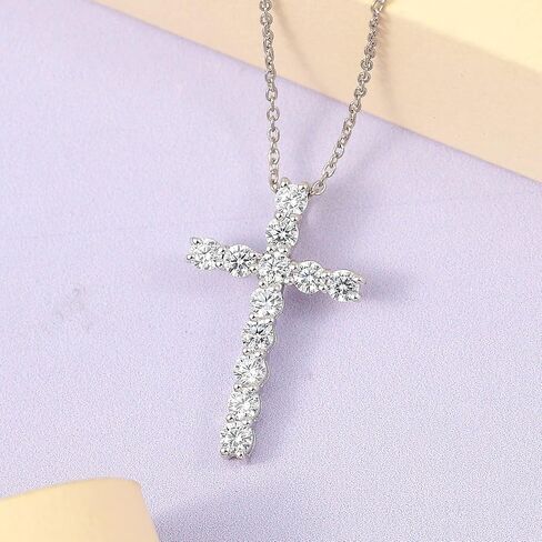 Cross Necklace for Women 925 Sterling Silver Cubic Zirconia Cross Crucifix Pendant Necklace Simple Dainty Necklace Anniversary Birthday Christmas Gifts for Women 18 Inch in Saudi Arabia