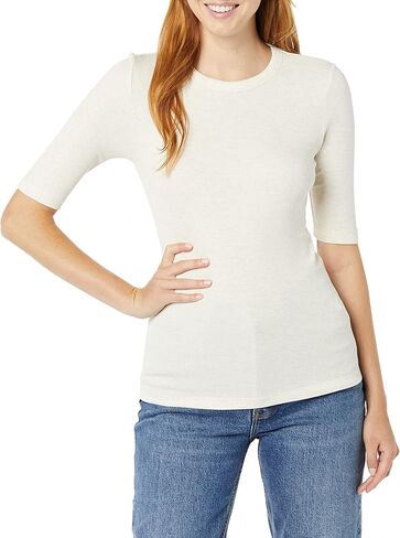 تي شيرت نسائي من Amazon Aware بأكمام مضلعة ورقبة دائرية (متوفر بمقاس كبير) in Kuwait