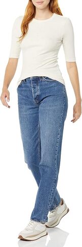 تي شيرت نسائي من Amazon Aware بأكمام مضلعة ورقبة دائرية (متوفر بمقاس كبير) in Kuwait