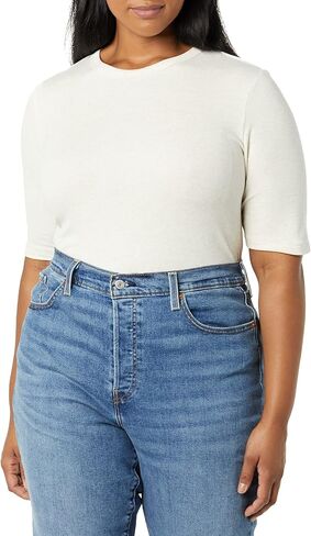 تي شيرت نسائي من Amazon Aware بأكمام مضلعة ورقبة دائرية (متوفر بمقاس كبير) in Kuwait