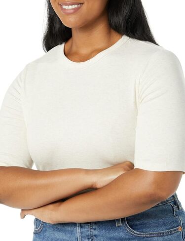 تي شيرت نسائي من Amazon Aware بأكمام مضلعة ورقبة دائرية (متوفر بمقاس كبير) in Kuwait