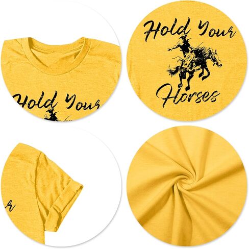 قميص نسائي يحمل خيولك روديو كاوبوي تي شيرت مضحك على شكل حصان جرافيك غربي عتيق in Kuwait