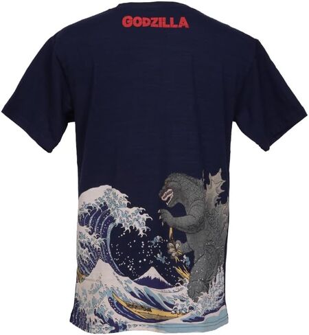 تي شيرت جودزيلا ستة وثلاثون منظرًا لجبل فوجي هوكوساي، أزرق داكن، مقاس كبير in Kuwait