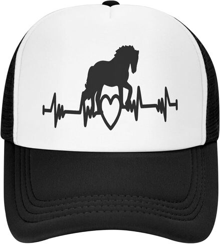 Women's Horse Heartbeat Trucker Hat, Adjustable Snapback Mesh Baseball Cap for Women and Men in Kuwait