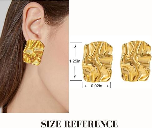 أقراط مربعة ذهبية للنساء، مجوهرات كلاسيكية عصرية مكتنزة هندسية غير منتظمة in Kuwait