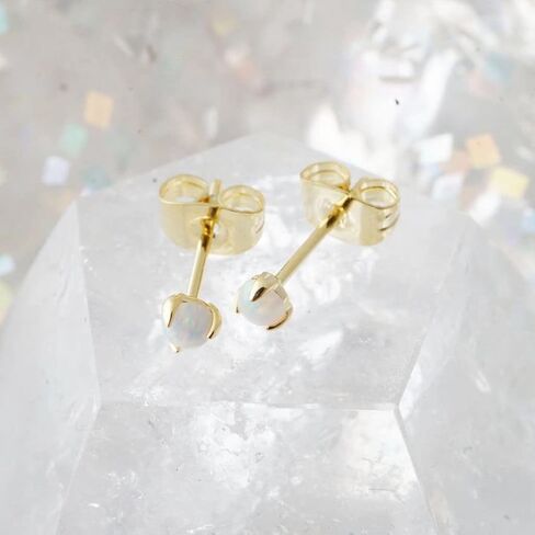 HONEYCAT Tiny Opal Orb Solitaire Studs in Gold, Rose Gold, or Silver | Minimalist, Delicate Jewelry in Saudi Arabia
