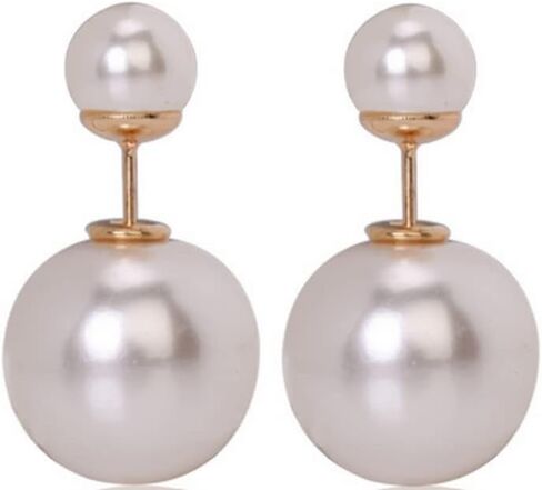 اقراط دبوسية مزدوجة الجوانب من اللؤلؤ الصناعي للنساء من نيشكا، اقراط مرصعة باللؤلؤ على الوجهين للفتيات تحب بلا حدود، نحاس، بدون احجار كريمة, النحاس, لا أحجار كريمة in Kuwait