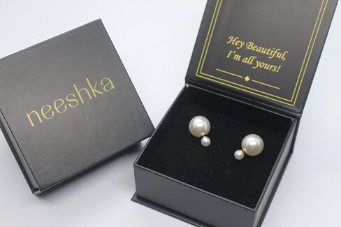 اقراط دبوسية مزدوجة الجوانب من اللؤلؤ الصناعي للنساء من نيشكا، اقراط مرصعة باللؤلؤ على الوجهين للفتيات تحب بلا حدود، نحاس، بدون احجار كريمة, النحاس, لا أحجار كريمة in Kuwait