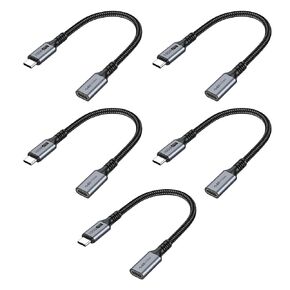 USB C Extension Cable 1 Feet 5Pack, Type C Extender Cord USB 3.1(10Gbps) Male to Female Extensions Charging & Sync Compatible for MacBook Pro/Air, Nintendo Switch, Laptop, Tablet and Mobile Phone