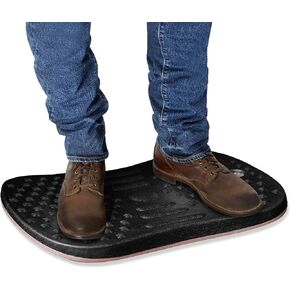 Seville Classics airLIFT Premium Anti Fatigue Wooden Balance Wobble Board Mat w/Massage Points, for Office Standing Desk, Home, Exercise, Therapy, Sports Training, Black, 20"W x 14"D