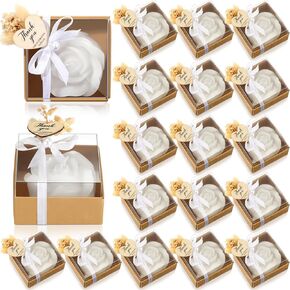 24 Sets Wedding Rose Candles Favor Bulk Bridal Shower Gifts for Guest Thank You Souvenirs Wedding Candle Favors for Baby Shower Party Engagement Wedding Banquet Gift(24 Sets)