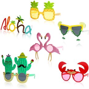 Funny Novelty Sunglasses - Tropical Hawaiian Luau Party Glasses Accessories - for a Silly Fun and Festive Look