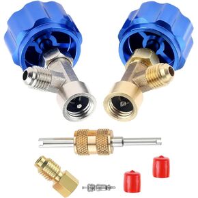 R134A Can Tap, R134A Self-Sealing and Puncture Style Refrigerant Can Tap Valves with Refrigerant Tank Adapters for Automotive Air Conditioning Systems Refilling (Blue)