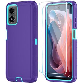 Qinmay for Motorola Moto G 5G 2024 Case with HD Screen Protector, Shockproof 3-Layer Cover for Motorola Moto G 5G 2024 (BeltClip_DarkBlue, Moto G 5G 2024)