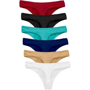 Bolivelan Womens Thongs Underwear Cotton Breathable Stretch Panties Low Rise Hipster 6 Pack