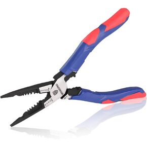 WORKPRO Gifts for Dad - 8 Inch Needle Nose Pliers, Multipurpose Long Nose Pliers with Wire Stripper/Crimper/Cutter Function, Premium Heavy-Duty CRV Steel Hand Tool Plier for Home, Crafts