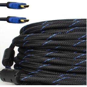 CableVantage HDMI Cable 75 FEET, V1.4 Ultra-High Speed Supports Ethernet Audio Return (ARC), Bandwidth up to 18Gbps, 3D HD 1080p Ready, 75ft Braided Nylon Cable Cord Gold Plated Blue
