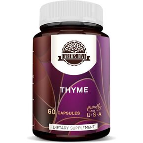 Earth's Love - Thyme 60 Capsules, High Potency Capsules 400 mg, Made with Thyme (Thymus Vulgaris) and Vegetable Capsules Dried Leaf (60 Capsules)
