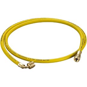Yellow Jacket 30660 PLUS II 1/4" Hose for Left-Handed A2L Refrigerant Tanks - 60" Length 1/4" LH to 1/4" RH Right Angle Fitting